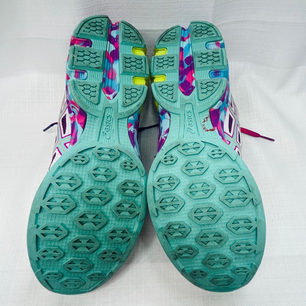 Asics Gel-Frantic 7 Running Shoes Womens 10 White Purple Teal Rainbow Sneakers - Picture 10 of 15